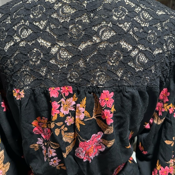 Floral Black Dress with Pink and Orange Accents - Picture 9 of 14